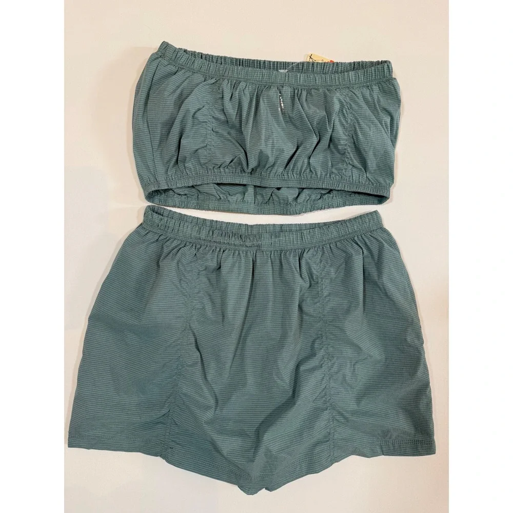 FP Movement Free People Way Home Skort and Tube Top Set Eucalyptus Green Blue S